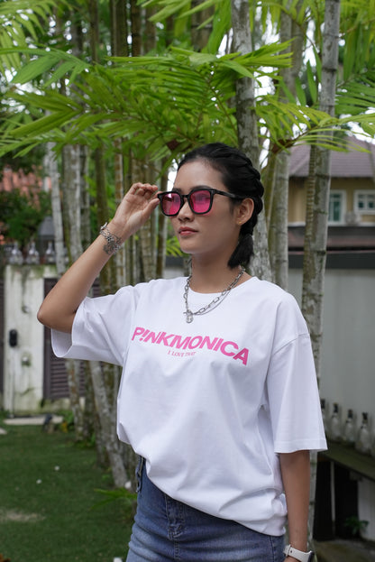 OVERSIZED PINKMONICA "I LOVE THAT" (WHITE)