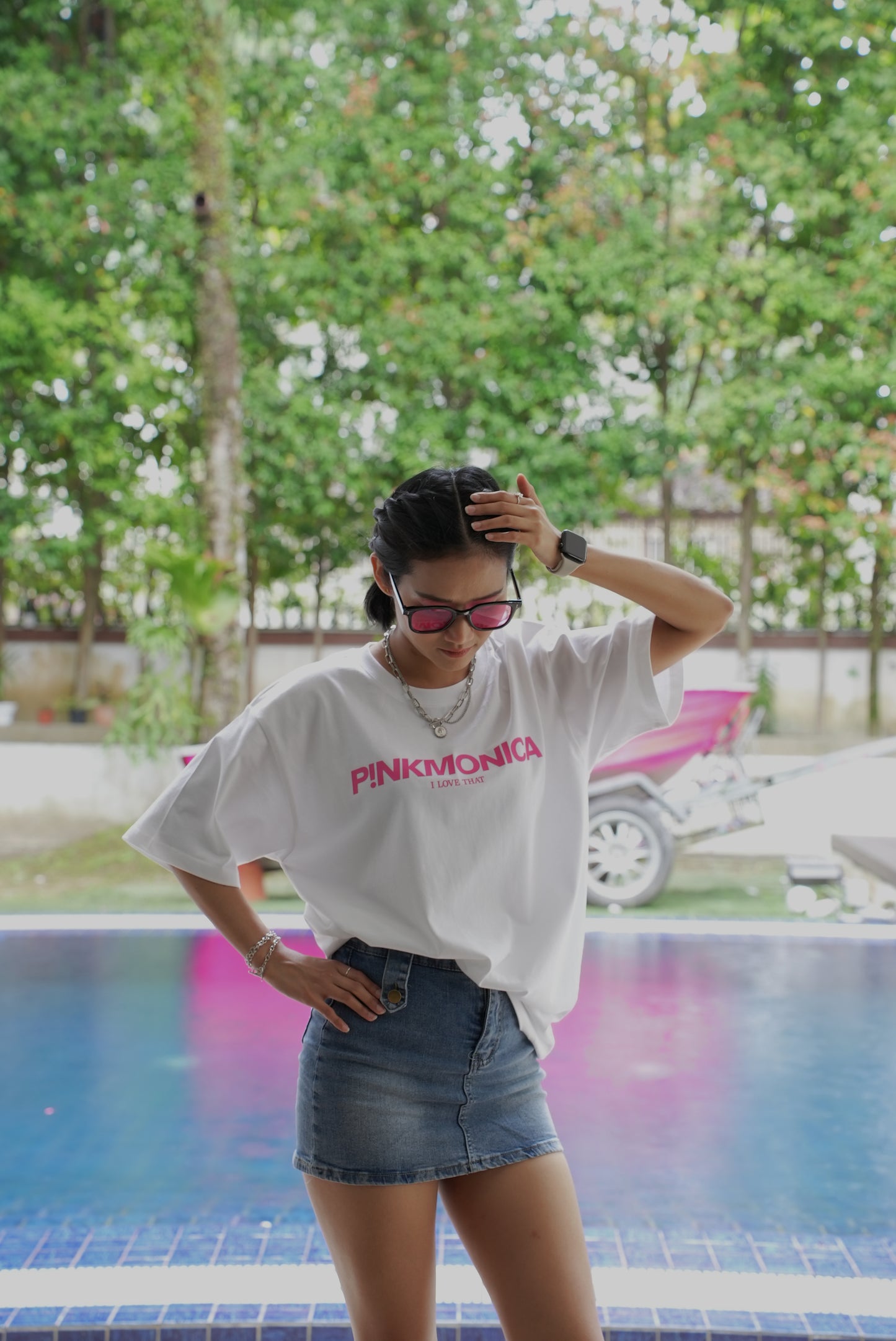 OVERSIZED PINKMONICA "I LOVE THAT" (WHITE)